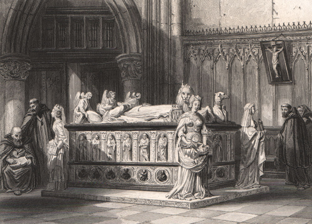 TOMBEAU DE FRANÇOIS II DUC de BRETAGNE. Nantes 1844 old antique print picture